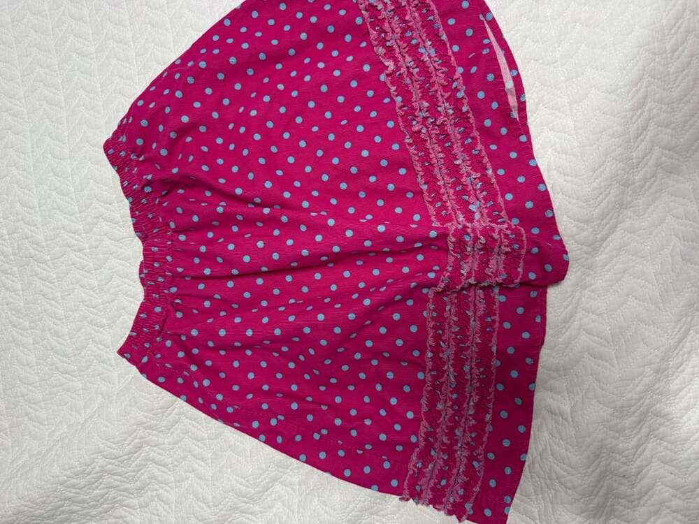 L.L. Bean Corduroy Skirt Size 10 Pink Blue Polka Dot Ruffle